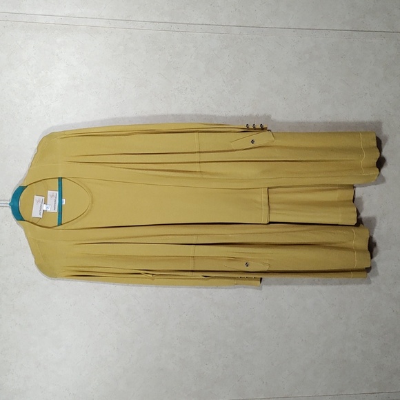 09189 Anthony Originals mustard yellow twinset - tank & long line cardigan XL - Picture 1 of 15